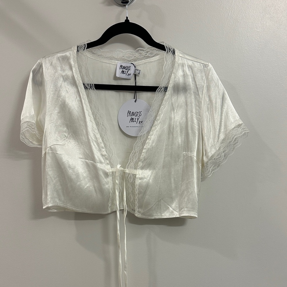 Princess Polly Cream Lace Detail Top